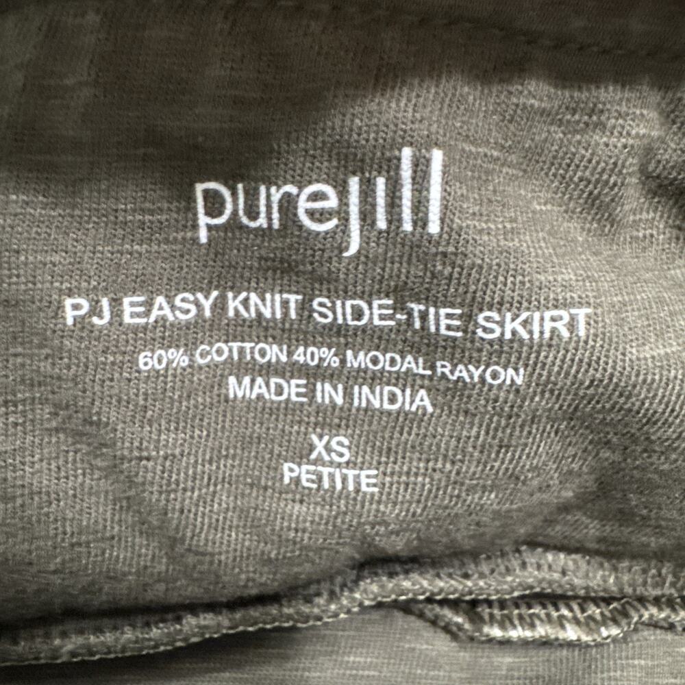 Purejill by J Jill Midi Skirt Women XS Petite Green PJ Easy Knit Side -Tie Skirt - Picture 2 of 9